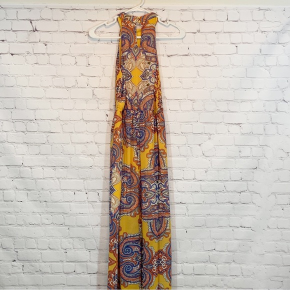 As U Wish yellow floral maxi length dress Sz Small - Picture 7 of 9